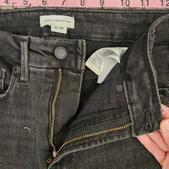 Good American Jeans Womens Size 4 / 27 Good Waist Skinny Grey Distressed Stretch - Picture 7 of 11